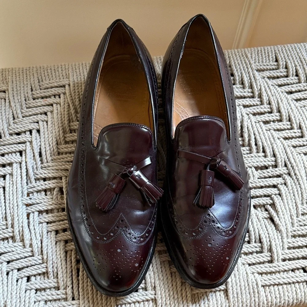 Johnson & Murphy Aristocraft Men's Burgundy Leather Slip On Tassel Loafers 11.5